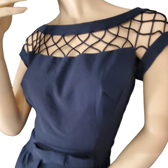 Tatyana Black Dress with Mesh Detail - Picture 2 of 12